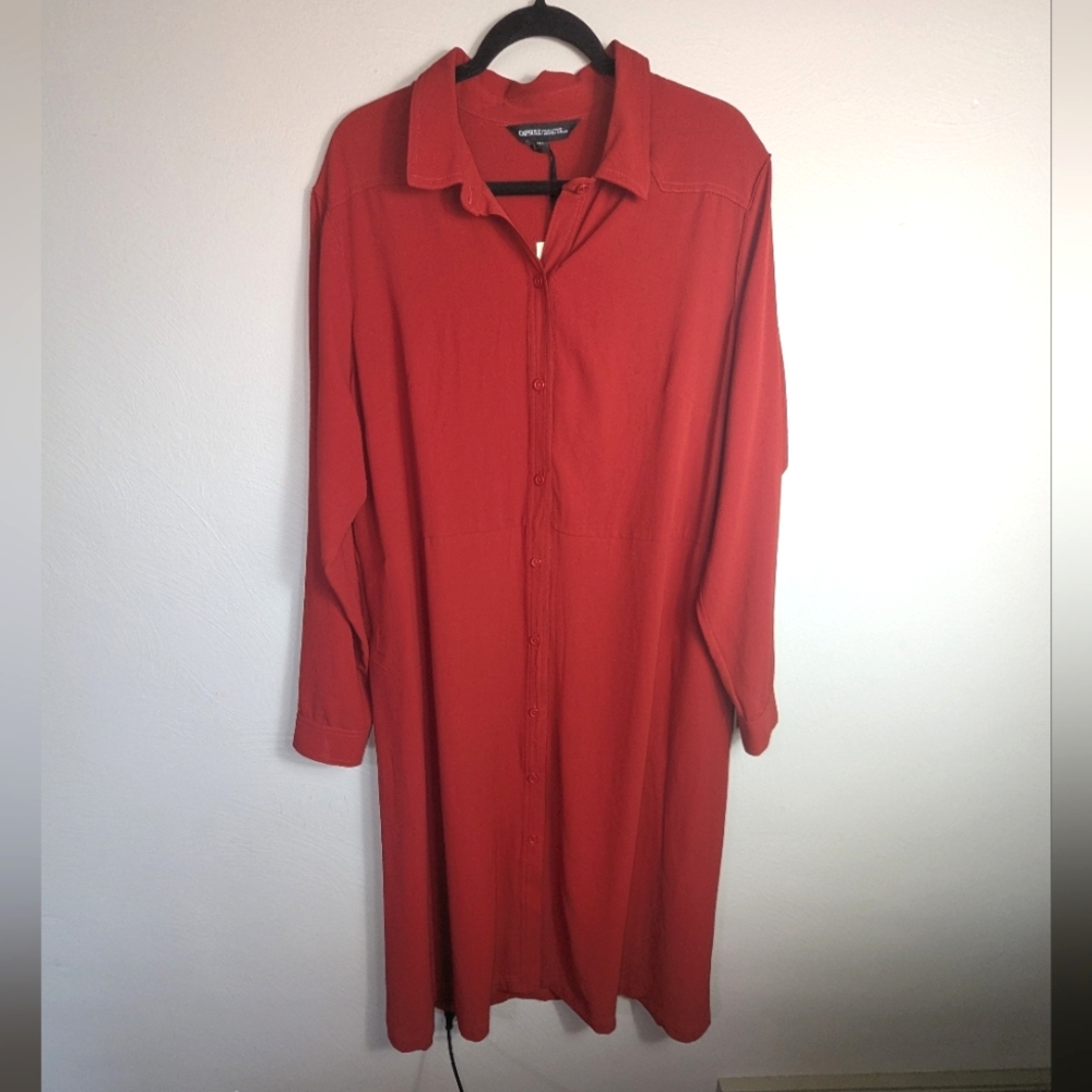 22 NWT Capsule Classic Red Midi Shirt Dress